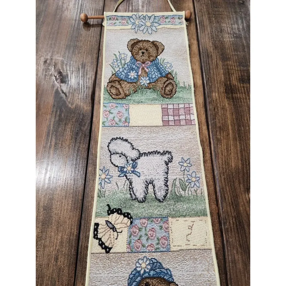 Boyds Bears Daisy Fields Lamb Butterfly Nursery Tapestry Wall Hanging Bellpull
